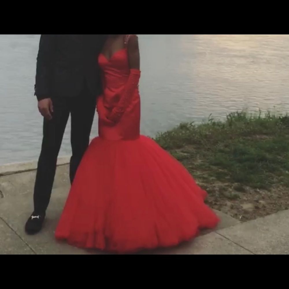 Red beaded Prom dress